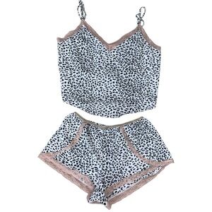 Victoria’s Secret Leopard Lace Trim Sleepwear Set